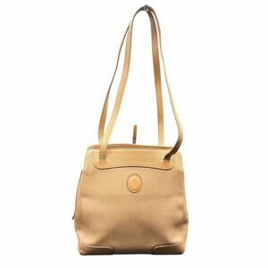 Mark Cross Pebbled Leather Tan Shoulder Tote Bag Gold Logo